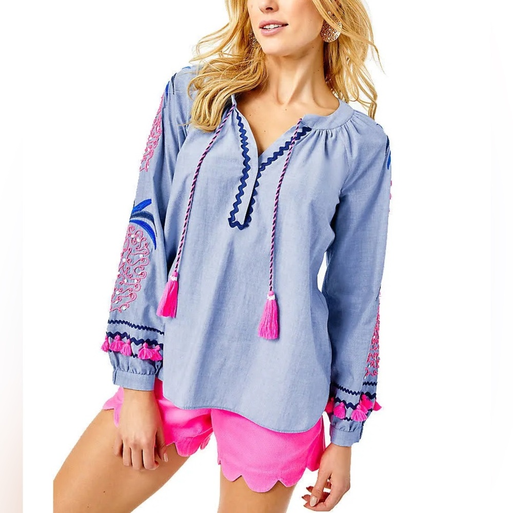 Lilly Pulitzer NWOT Haddie Chambray Tunic Top Size XL